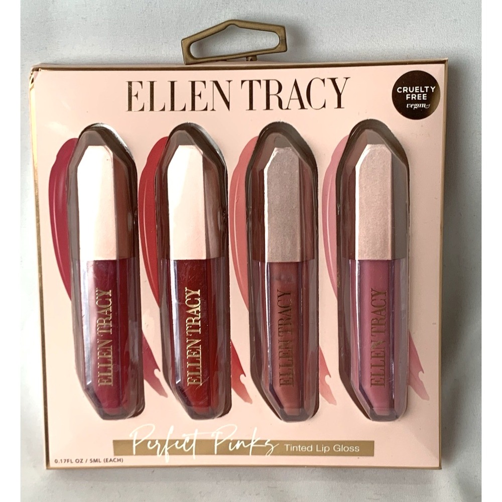 Ellen Tracy Tinted Lip Gloss Set "Perfect Pinks" 4 Colors